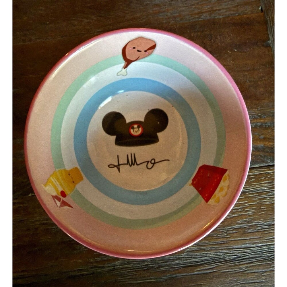 Disney Parks Ceramic Small Bowl Dumbo White Rabbit Mickey Circus Pastel Striped